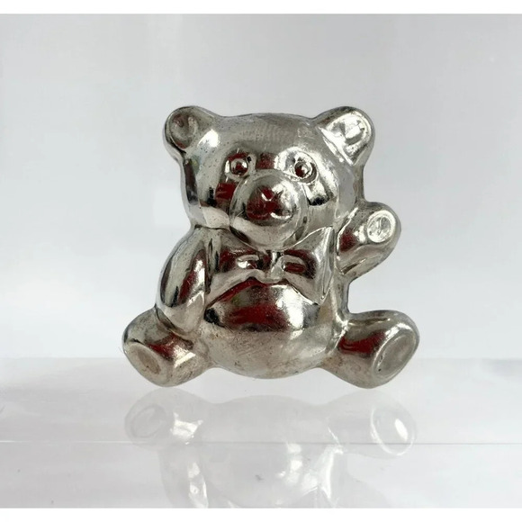 Sterling Silver Teddy Bear | Stuffed Animal Shaped Vintage Brooch | Pendant - Picture 2 of 10